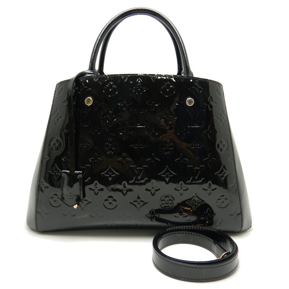 Louis Vuitton Vernis Montaigne MM Noir Black 2WAY Bag